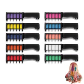 Hair Chalk, 10 Pcs Hair Chalk for Kids, Temporary Hair Color Chalk Comb Set, Washable Colour Brush, Kids Hair Dye, Available for Party Hair Dressing, Birthday Gift for Kids