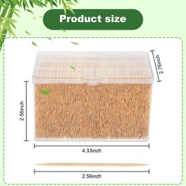 12000 Pcs Bamboo Wooden Toothpicks Wood Round Double Sided Toothpicks with Clear Plastic Storage Box for Appetizers Food Barbecue Fruit Teeth Cleaning Party