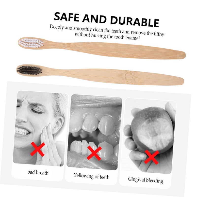 IWOWHERO 2Pcs Bamboo Toothbrushes with Soft Bristles for Adults Natural