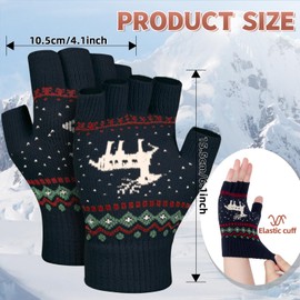 Kiiwah 2 Pairs of Fingerless Gloves, Winter Knitted Half Finger Gloves, Arm Warmers, Finger Gloves, Without Fingertips, Knitted Gloves, Pink, black