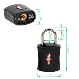 DUALCROWN Paquete de 4 candados de equipaje negro aprobado por la TSA, cerradura de llave aprobada por la TSA, cerradura de llave de equipaje o cerradura de viaje aprobado por la TSA y cerradura de