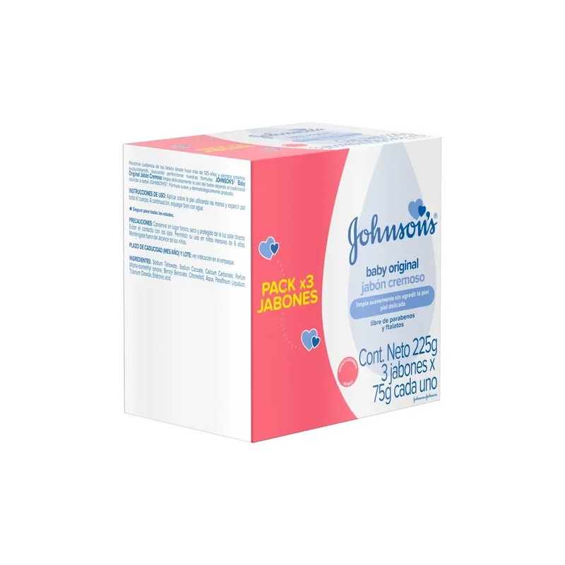Jabón en barra para bebé Johnson's Original 75g 3-pack