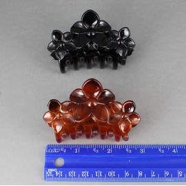 2 Black Brown hair clips plumeria flower barrette jaw claw clamp set of 2 Small hair clips 2 7/8 inches long