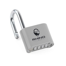 Rhino Lock Secure Lock - Combination Lock - Grey 4 Digit Combination Lock for Gym, School & Work Lockers; Suitable for Outdoor Use with Fences, Hasps, Sheds & Toolboxes