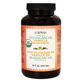 LorAnn Organic Pure Madagascar Vanilla Bean Paste 16oz (473ml) - Rich Flavor, Real Seeds, Ideal for Baking, Desserts, Cooking, Pure Madagascar Bourbon Vanilla, Gluten-Free, Non-GMO