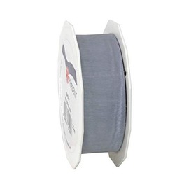 PRÄSENT C.E. Pattberg Sheer Organza Ribbon, Sterling Silver, 25 m Gift Wrapping Ribbon, 25 mm Width, Accessories for Decorating & Crafts, Decorative Ribbon