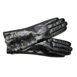 Rabbit Fur Design Leather Gloves