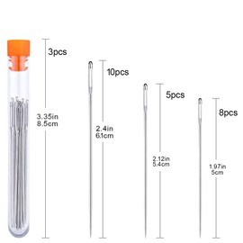 23 PCS Large Eye Stitching Needles Include 3 Sizes Stitching Needles, Big Eye Hand Sewing Needles with 3 PCS Needle Storage Tube for Sewing Act Crafts