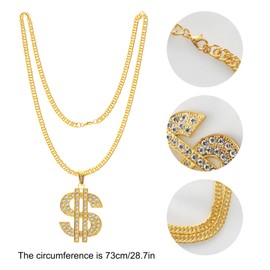 Gvhntk 80s 90s Hip Hop Costume Kit Rapper Accessories Outfit Cosplay Props Set Gold Chain Hat Sunglasses Party Supply for Men Women (Black)