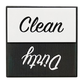 Clean or Dirty Dishwasher Magnet for Kitchen or Laundry, Stylish Design for Home Kitchen Organizer, Dishwasher Sign, Hook and Loop Adhesive Included for Non-Magnetic Surfaces (Black and White Script)