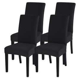 SearchI Juego de 4 fundas para sillas de comedor, fundas elásticas para sillas Parsons Jacquard Parsons, fundas protectoras extraíbles y lavables para sillas de cocina, para comedor, hotel, ceremonia