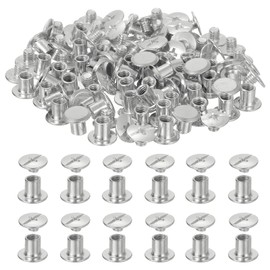 PATIKIL 8.5mm Chicago Screws Leather Rivets, 120 Set Leather Rivets Nail Stud Screws Bolt Assorted Kit for DIY Leather Craft Bookbinding Decorate Repair Belt Bag Clothing, Silver Tone