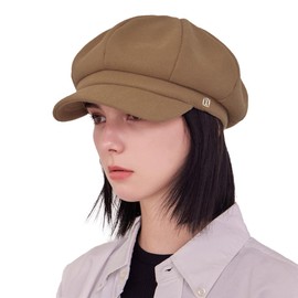 VARZAR VA Square Wool Newsboy Cap, 4 Colors, Unisex Hat, Korean Brand, Korean Fashion Hat, UV Protection, Deep, Small Face Effect, SNS Topic, Celebrity Wear, beige
