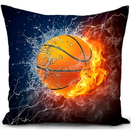 HUASHUZI Cushion Cover Basketball Gifts for Boy Girl Bedroom Accessories Ornaments for Women Decorations Throw Pillow Case Decor Home for Livingroom Couch Sofa 18"x18"(45x45cm)