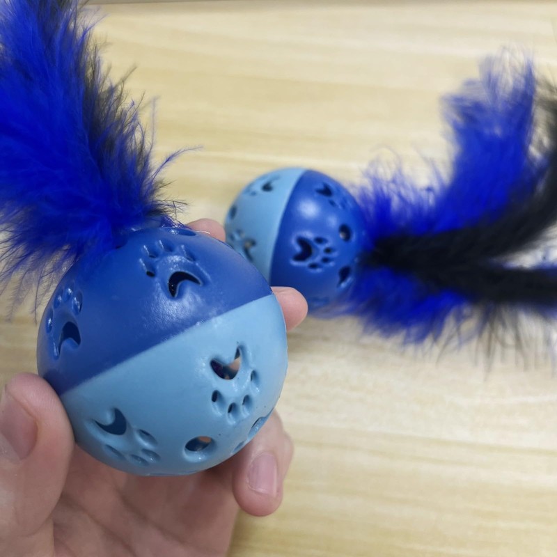 BeeSpring Cat Balls Interactive Cat Toy Feather Balls with Loud