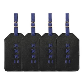 KINIVA 4 Pack Luggage Tags for Suitcase Women，Cute Suitcase Tags Identifiers Holder for Travel Cruise Essentials (Black & Blue-4 Pack)