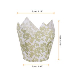 HARFINGTON 50pcs Tulip Cupcake Liners Greaseproof Baking Cups Paper Cupcake Wrappers Holders for Parties Weddings Birthdays, White with Window Paper-Cuts