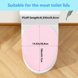 Soft Plush Toilet Lid Cover for Bathroom, Machine Washable Toilet Seat Covers, Fits Most Round Elongated and Oblong Lids, Easy Installation& Cleaning (Pink)