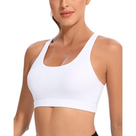 RUNNING GIRL Sports Bra, Criss-Cross Back Strappy Medium Support Yoga Bra with Removable Cups(EU_WX2575_White_L)