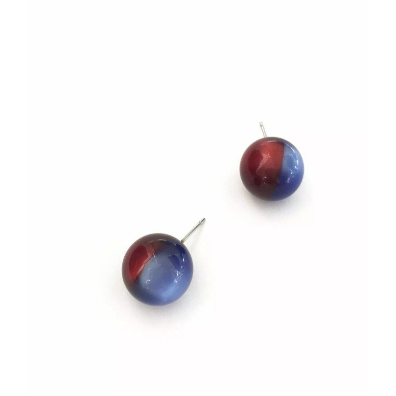 Leetie Lovendale Cobalt Blue and Red Moonglow Lucite Harlequin Stud