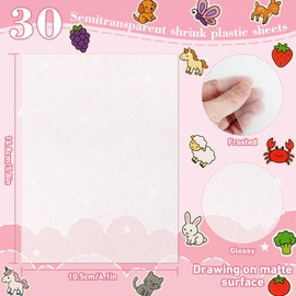 30 Pieces Shrink Plastic Sheets, Shrink Dink Sheets Sanded Shrink Film Papers Shrink Art Paper for Crafts DIY Keychain Making Kit (5.8 X 4.1 inch)