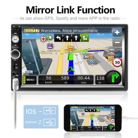 AMPrime Double Din Car Stereo Radio with Bluetooth 7” Touch Screen FM Receiver MP5 Car Player Support Mirror Link for Phone + Backup Camera/Steering Wheel Control