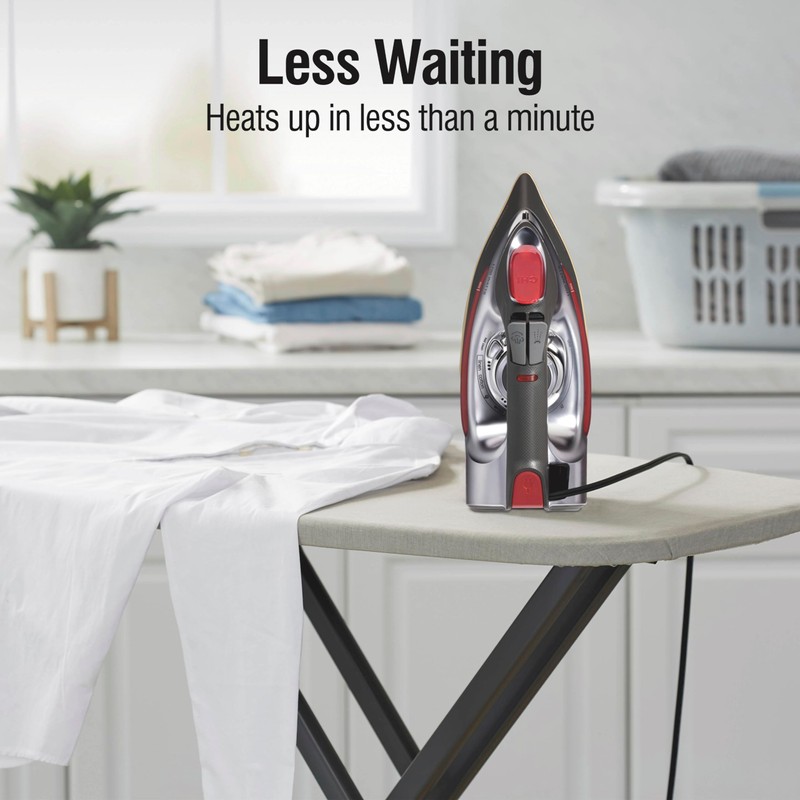 CHI Steam Iron for Clothes with 8’ Retractable Cord, 1700