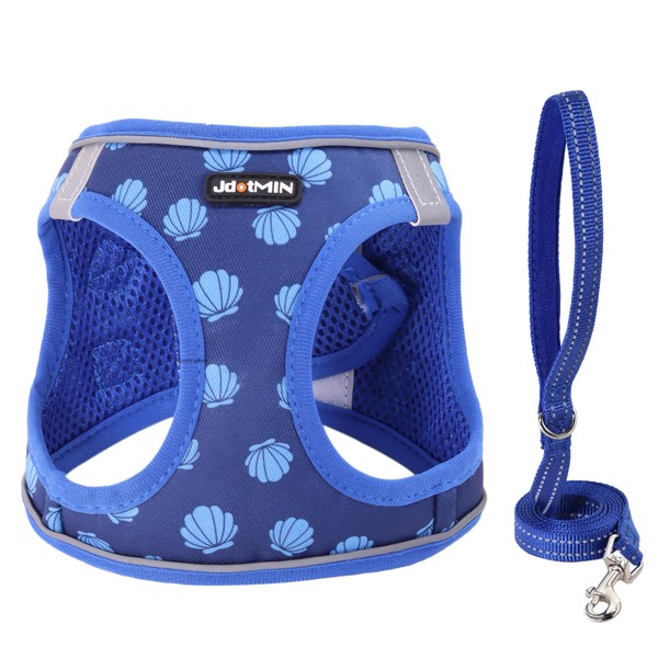 JdotMIN Plaid Dog Harness and Leash Set, Extra-Small/Small to Medium