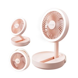 Gaiatop Foldable Small Desk Fan, 6000mAh Battery Powered Portable Fan with LED Night Light, USB Rechargeable, Bedroom Office Dorm Travel Camping Essentials, Summer Gifts for Women Girls Mom, Pink