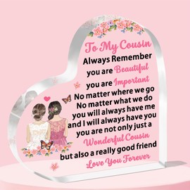 FMCC Cousin Gifts Cousin Birthday Gifts Cousin Christmas Graduation Gifts Cousin Gifts for Girls Women Female Heart Acrylic Plaque Gifts for Cousin Wonderful Cousin