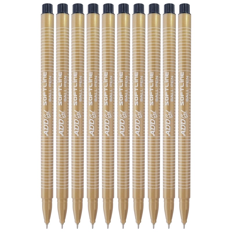 SoftLine Ballpoint Pens, BLACK, Fine Point (0.7mm), Pack of 10,