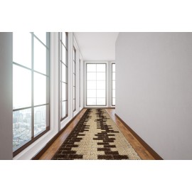 Custom Length Special Size Non-Slip Carpet Runner Rug for Long Narrow Hallways, Prevent Slippery Cold Floors, Tiles Brown, 25 '' X 15 '