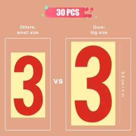 SAVITA 30pcs 4 Inch Reflective Numbers Sticker, 0-9 Reflective Mailbox Numbers Sticker Water & Oil Proof Self Adhesive Reflective Numbers for Outside Signs Cars Doors Windows Address Number (Red)