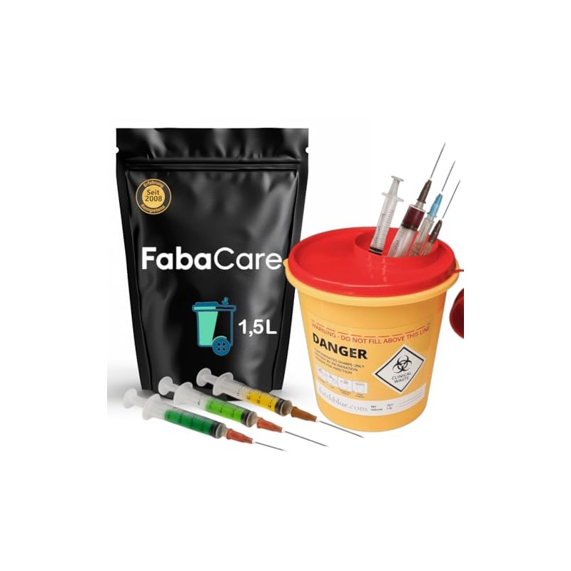 FabaCare 1 x Cannula Disposal Container 1.5 Litres for Cannulas,
