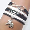 HHHbeauty Leather Infinity Love Zebra Bracelet - Adjustable Zebra Themed