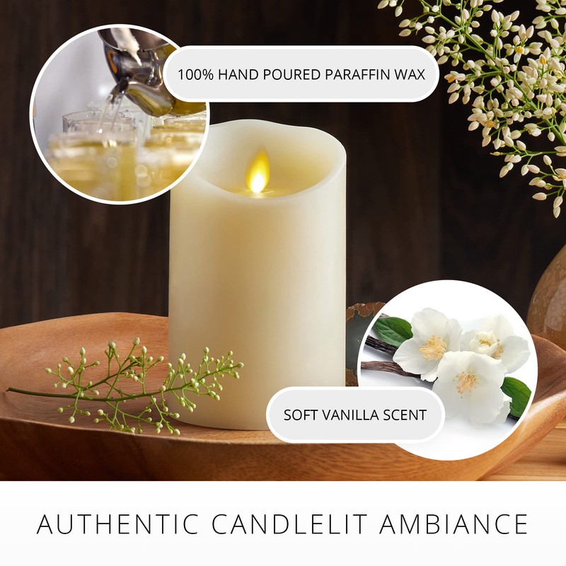 Luminara Scalloped Edge Flameless LED Candle, Ivory, 3" x 5",