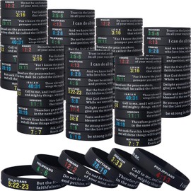 QEERBSIN 20-Pack Bible Verse Silicone Bracelets Bulk Scripture Wristbands