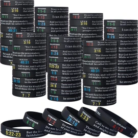 QEERBSIN 20-Pack Bible Verse Silicone Bracelets Bulk Scripture Wristbands