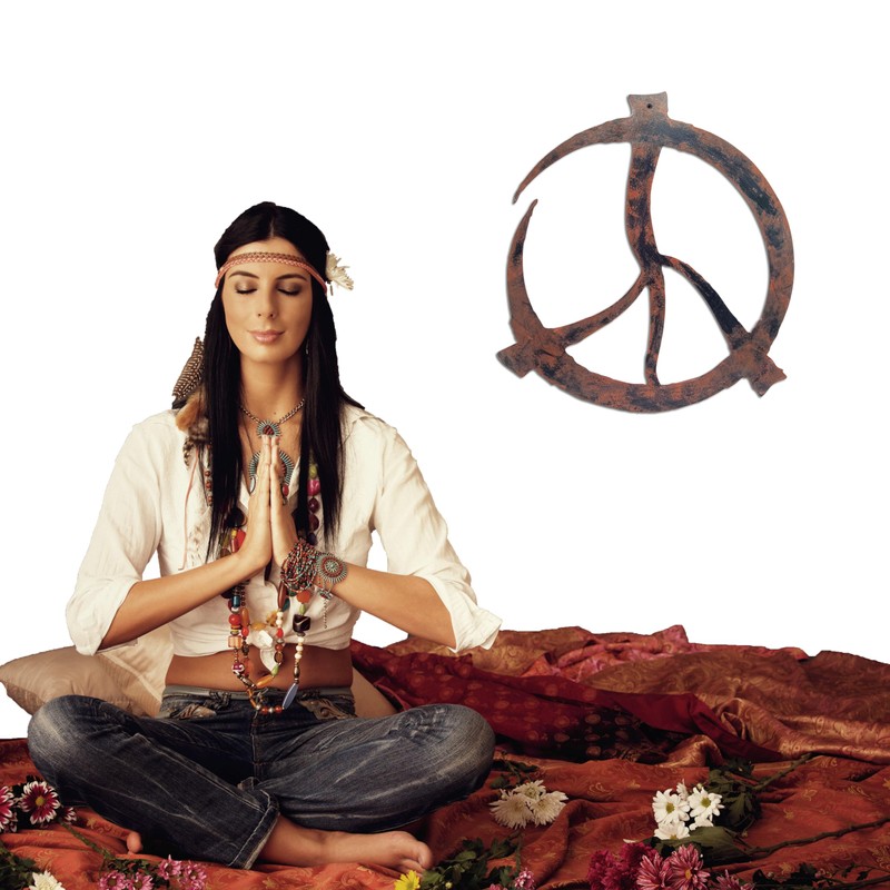Ecqizer Peace Sign Wall Decor - Hippie-Inspired Copper Wall Art