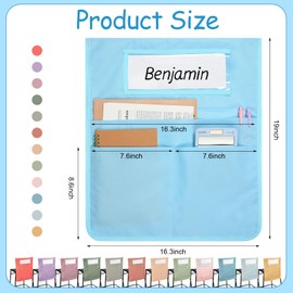 Chapou 12 Pcs Chair Pockets for Classrooms, 16 x 19 Inch Seat Pockets for Classroom Chairs with Name Tag Slot, Back of Chair Organizer (12 Colors)