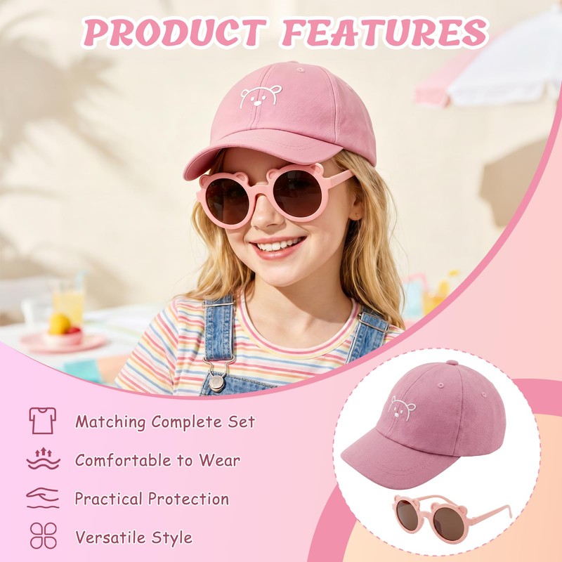 Cappello Baseball Berretto Orso Cappello Bambina + Occhiali da Sole