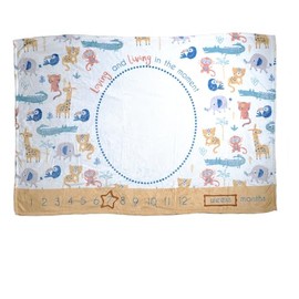 Ziggle Savanna Animals Milestone Blanket- For Nursery Cot and Pram, New Baby Gift