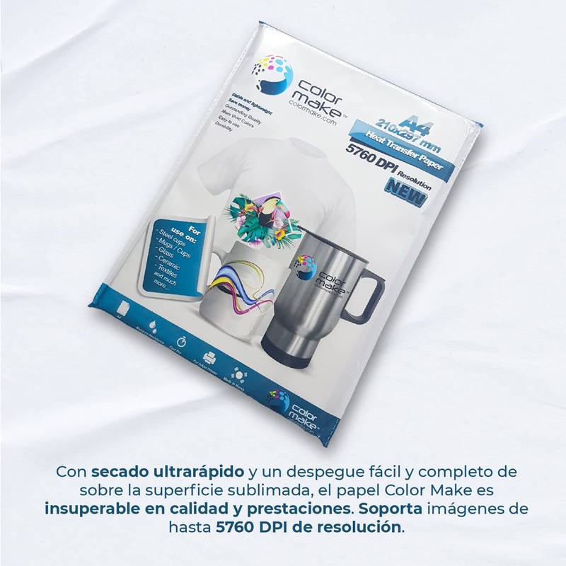 Papel Para Sublimar Sublimación Color Make 100 Hojas Light A4