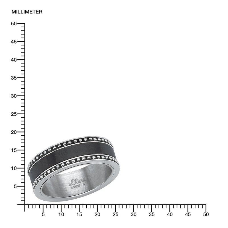 s.Oliver 20150_8 Men's Ring 8 mm Carbon Stainless Steel Size
