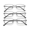 OKH 3 Pack Stainless Reading Glasses, Metal Frame Blue Light