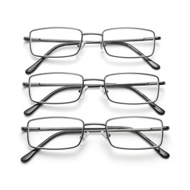 OKH 3 Pack Stainless Reading Glasses, Metal Frame Blue Light Blocking UV Protection Readers for Men