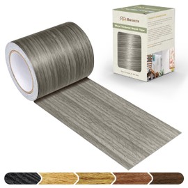 Besezx Wood Grain Tape, 3.9" X15', Self Adhesive Wood Grain Repair Patch for Tables, Chairs, DIY,Baseboards, Doors, Windows, Floors and Furniture Renovation.（Gray）