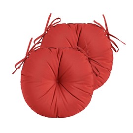 YOOZEKU Outdoor Round Bistro Chair Cushions,15 inch Round Seat Cushions with Ties for Outdoor Patio Chairs,Set of 2,Red