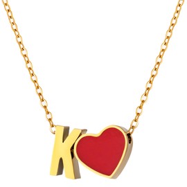 murtoo Initial Necklace for Women, 14K Gold Letter Necklace, Charm Heart Pendant Necklace, Gold Tiny Letter Name Necklaces for Birthday Valentine’s Day Anniversary Christmas