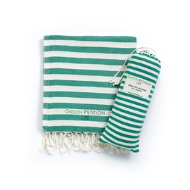 Green Petition Mare Peshtemal, 35”x67” Beach Towel, with Carrying Bag, Sustainable Gift, Ecofriendly, Organic Blend Towel, Zero Waste, Quick Dry, Beach Sports Travel Fitness (Lime, 35 x 67)